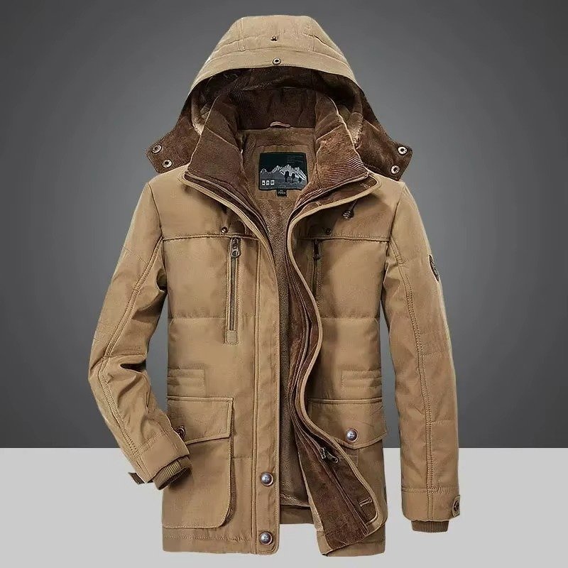 Men's Hooded Parka Jacket - Khaki