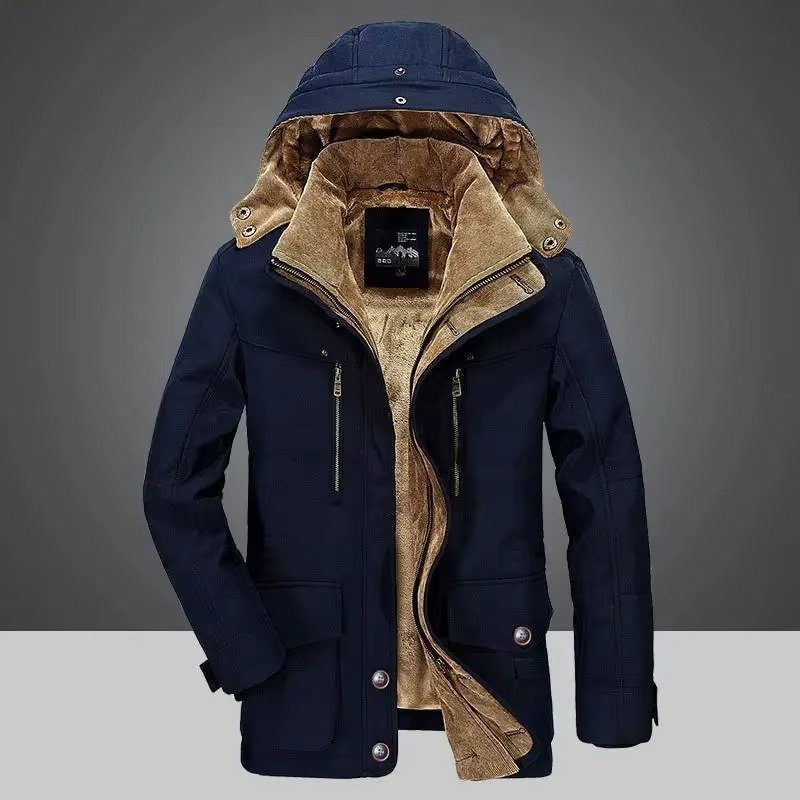 Men's Hooded Parka Jacket - Blue