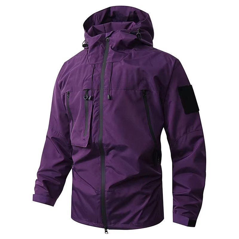 Men's Hooded Utility Windbreaker - Purple