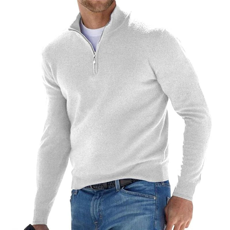 Men's Slim Quarter-Zip Jumper - White