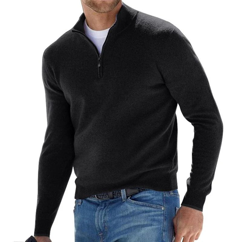 Men's Slim Quarter-Zip Jumper - Black