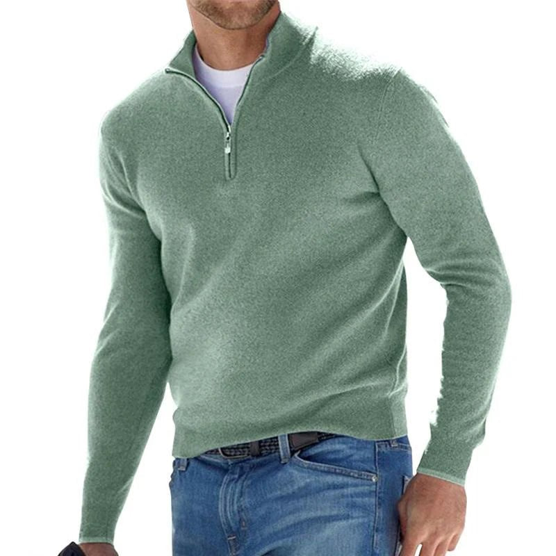 Men's Slim Quarter-Zip Jumper - Green