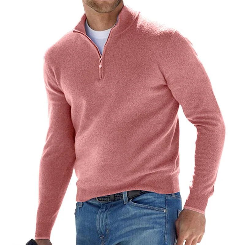 Men's Slim Quarter-Zip Jumper - Pink