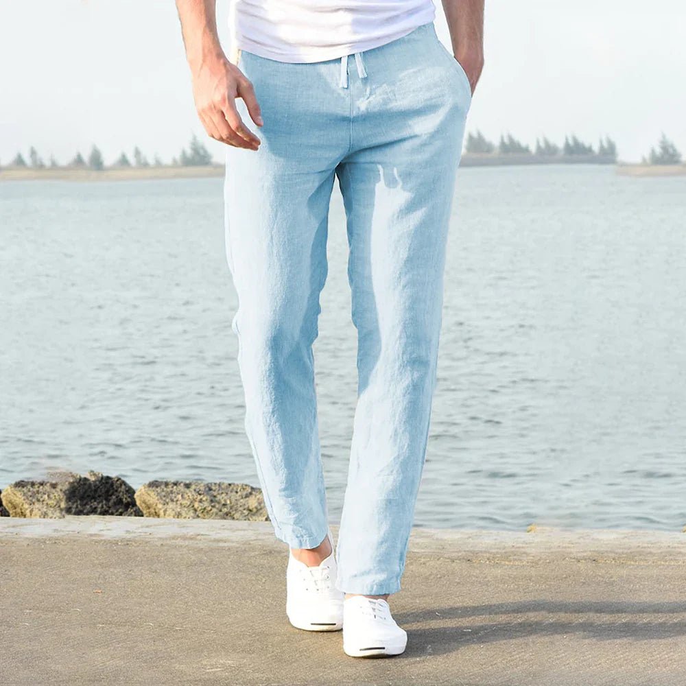Men's Slim Drawstring Trousers - Blue