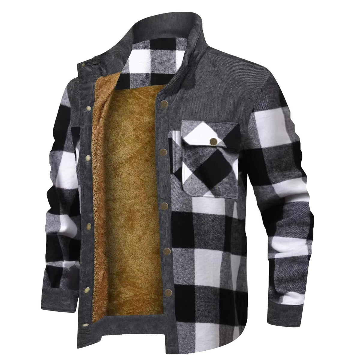 Men's Plaid Corduroy Shirt Jacket - White