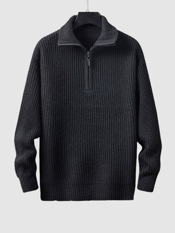 Men's Oversized Quarter-Zip Jumper - Black