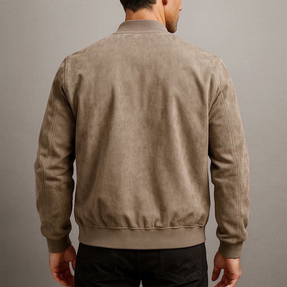 Men's Suede Slim Fit Bomber Jacket