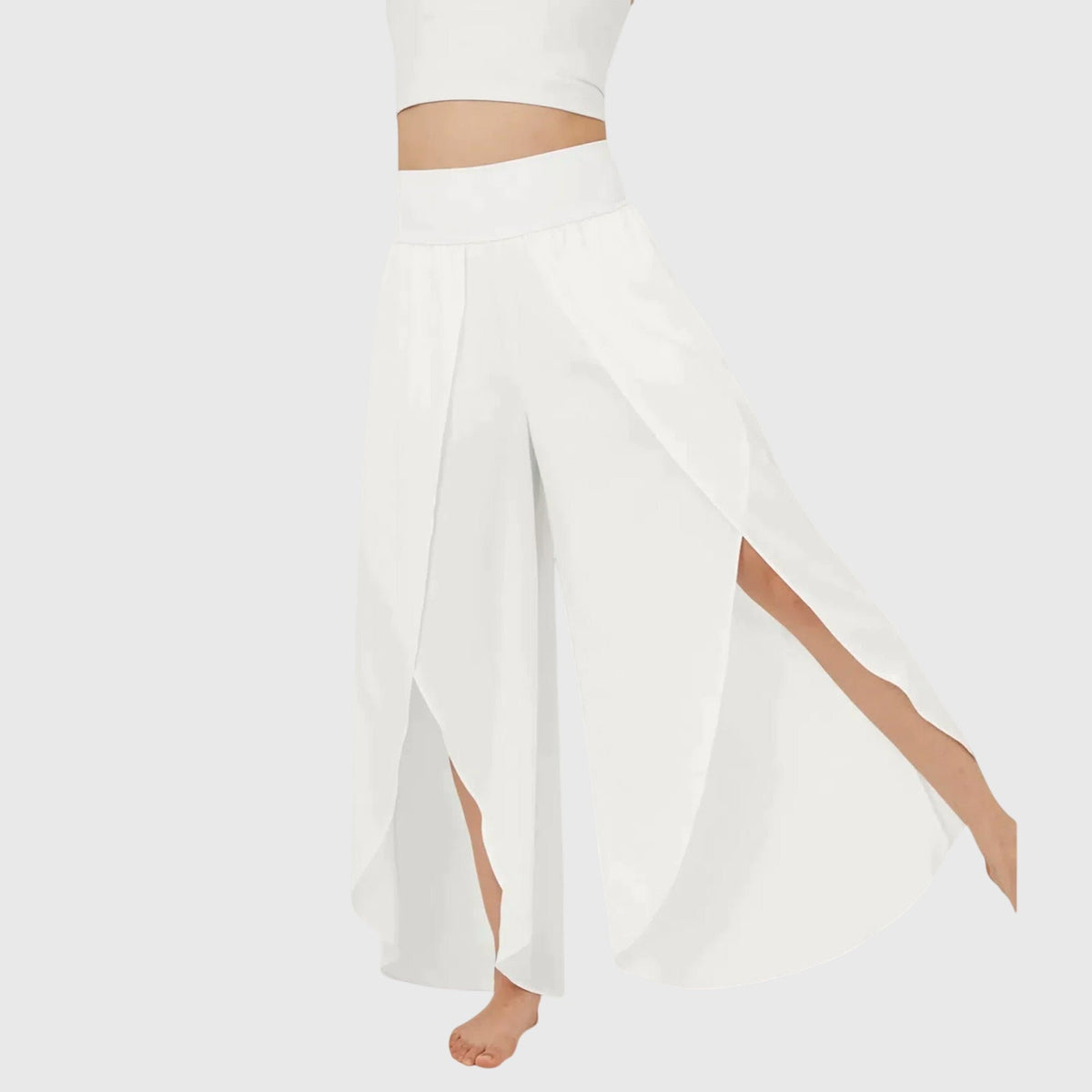 Women's High-Waisted Wide-Leg Tulip Trousers - White