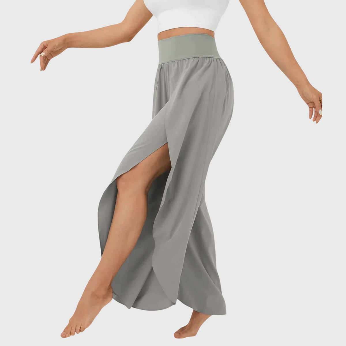 Women's High-Waisted Wide-Leg Tulip Trousers - Gray