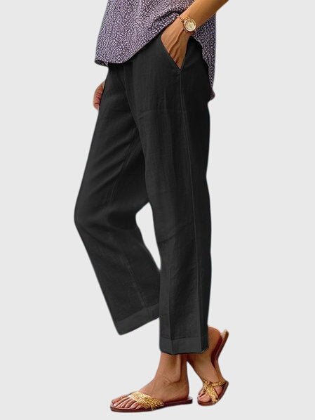 Women's Cropped Wide-Leg Trousers - Black