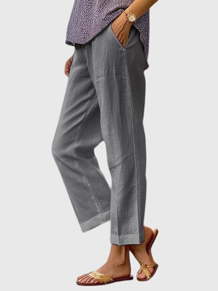 Women's Cropped Wide-Leg Trousers - Gray