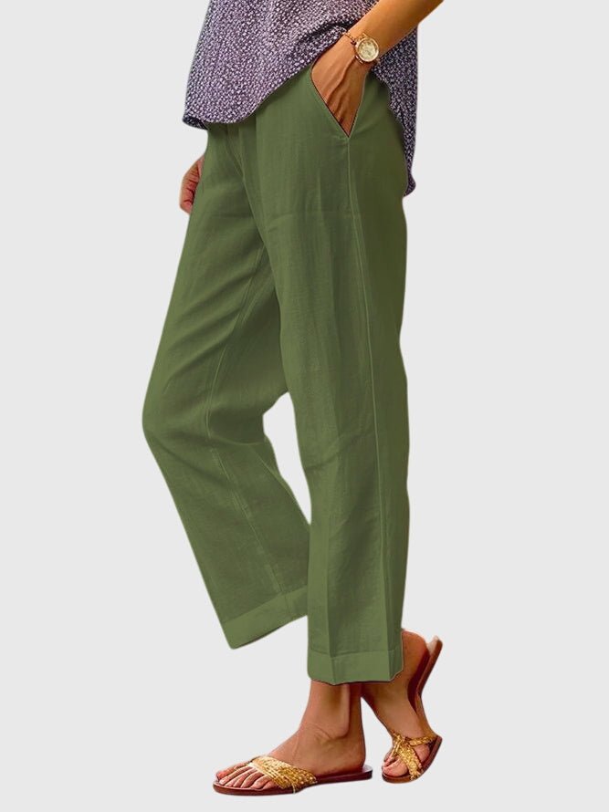 Women's Cropped Wide-Leg Trousers - Green