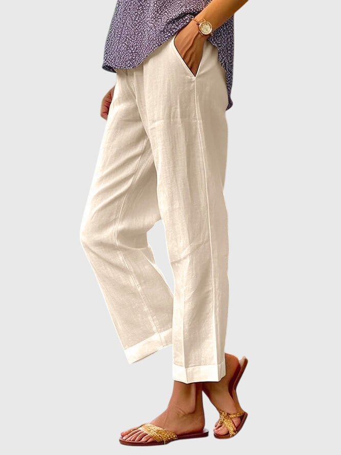 Women's Cropped Wide-Leg Trousers - Khaki