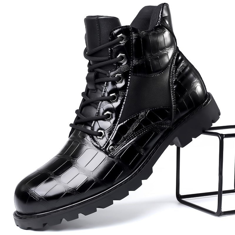 Men's Leather Ankle Boots - Black