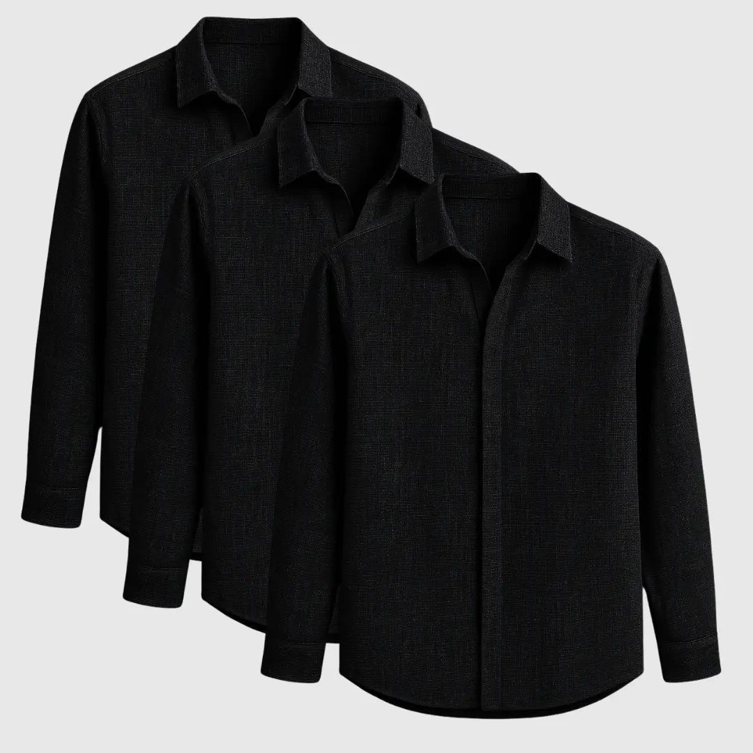 Men's Long Sleeve Linen-Cotton Button-Up Shirt