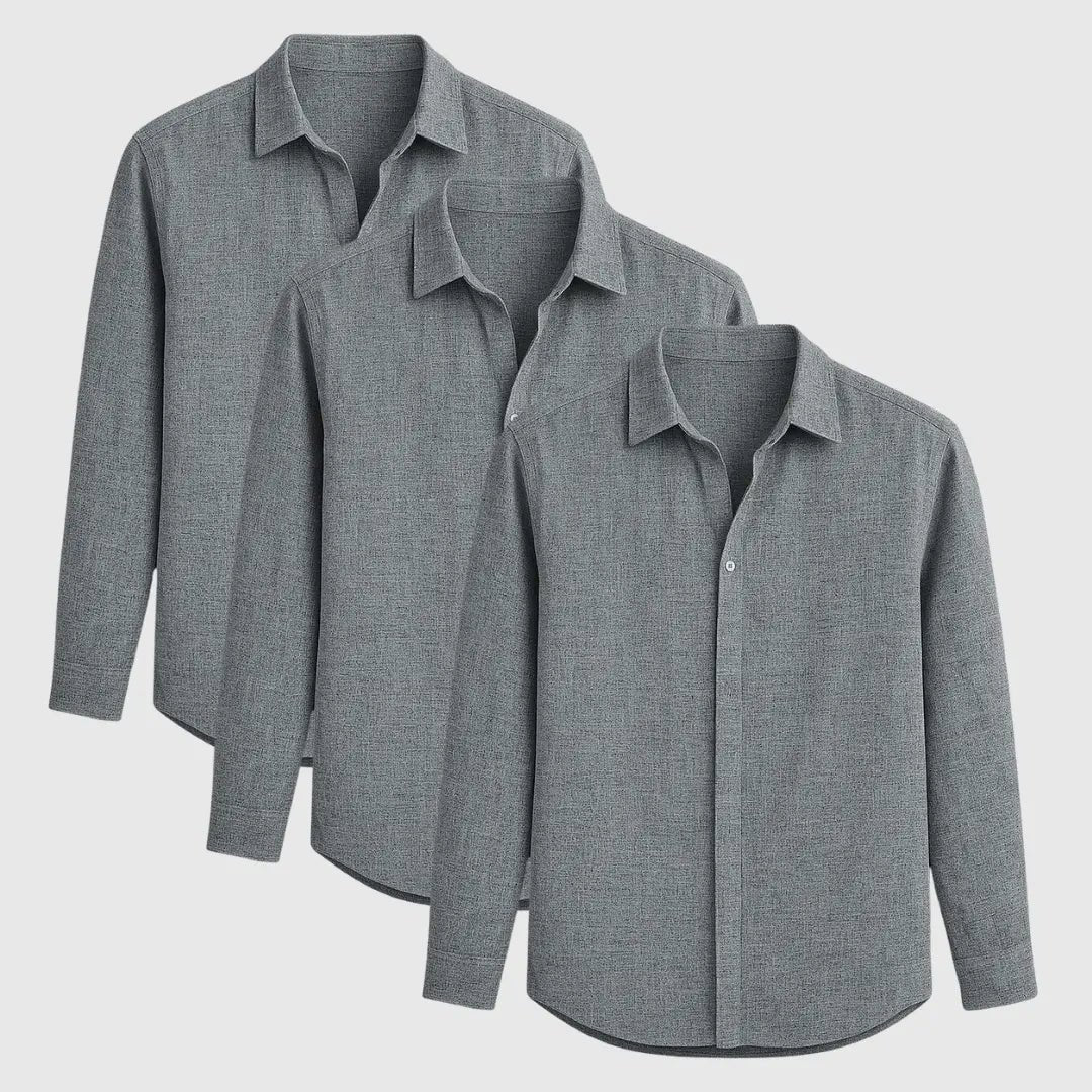 Men's Long Sleeve Linen-Cotton Button-Up Shirt