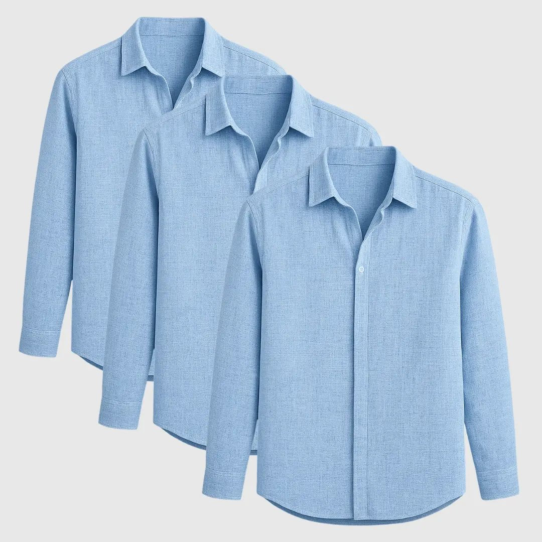 Men's Long Sleeve Linen-Cotton Button-Up Shirt