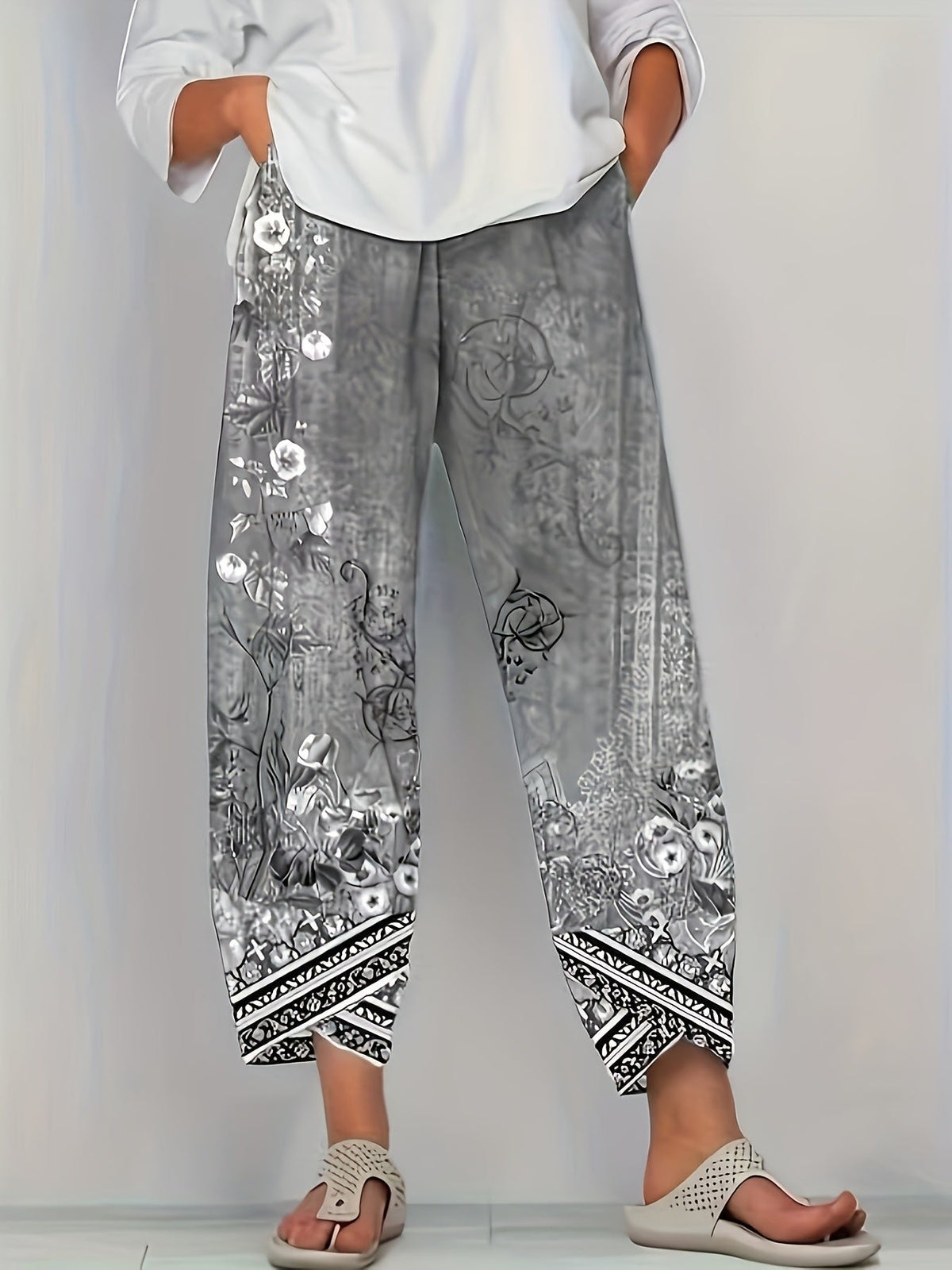 Women's Floral Wide-Leg Trousers