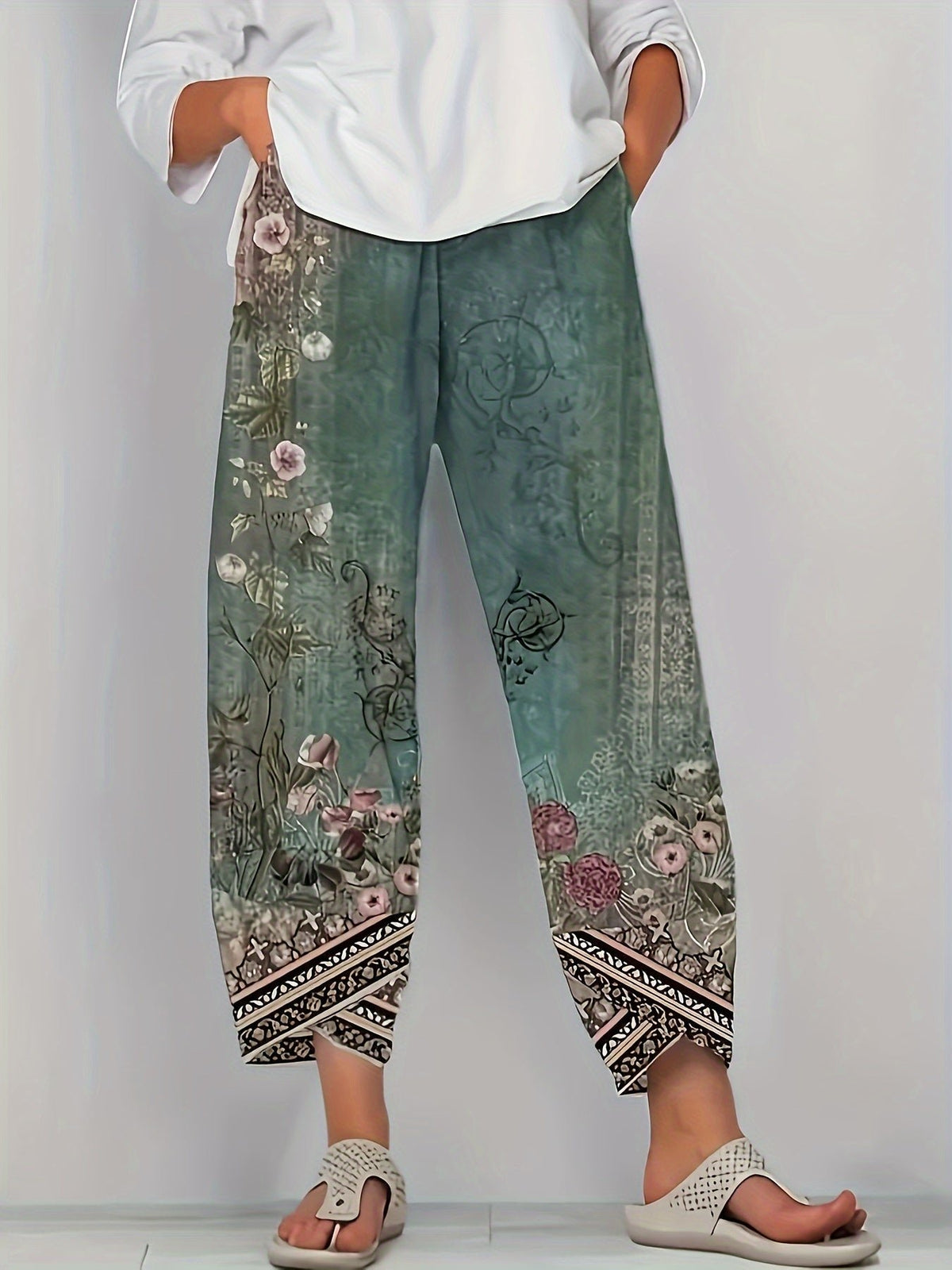 Women's Floral Wide-Leg Trousers