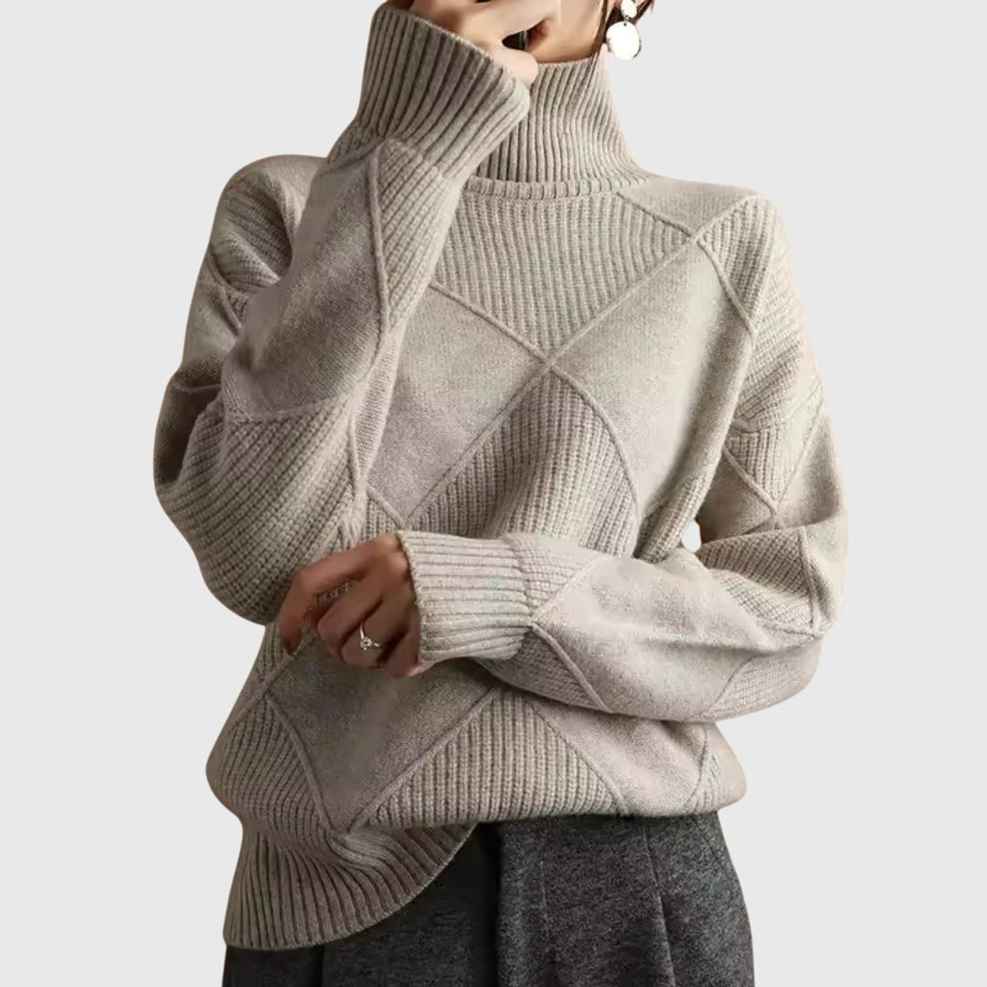 Women's Oversized Wool Roll Neck Jumper - Gray