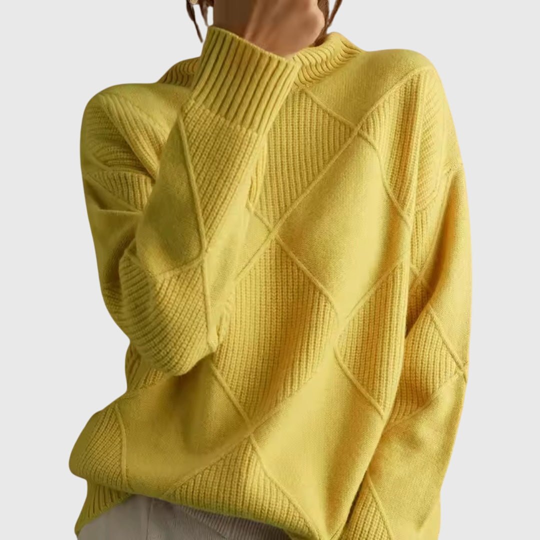 Women's Oversized Wool Roll Neck Jumper - Yellow