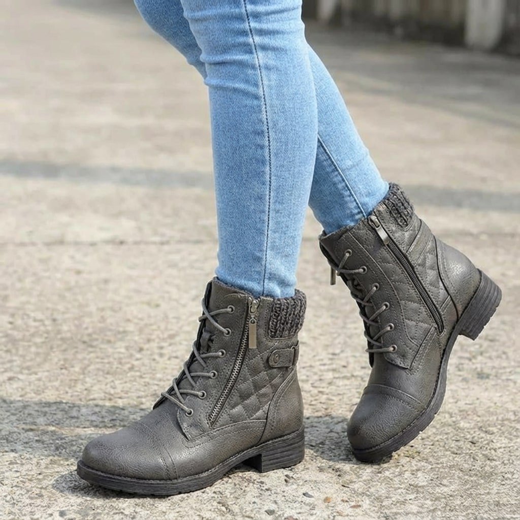 Women's Quilted Faux Leather Ankle Boots