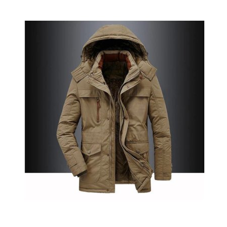 Men's Hooded Parka Jacket - Brown