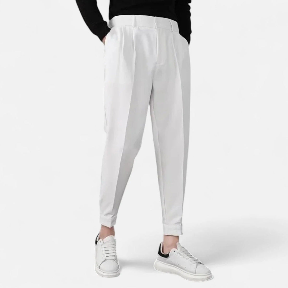 Men's Pleated Cropped Trousers