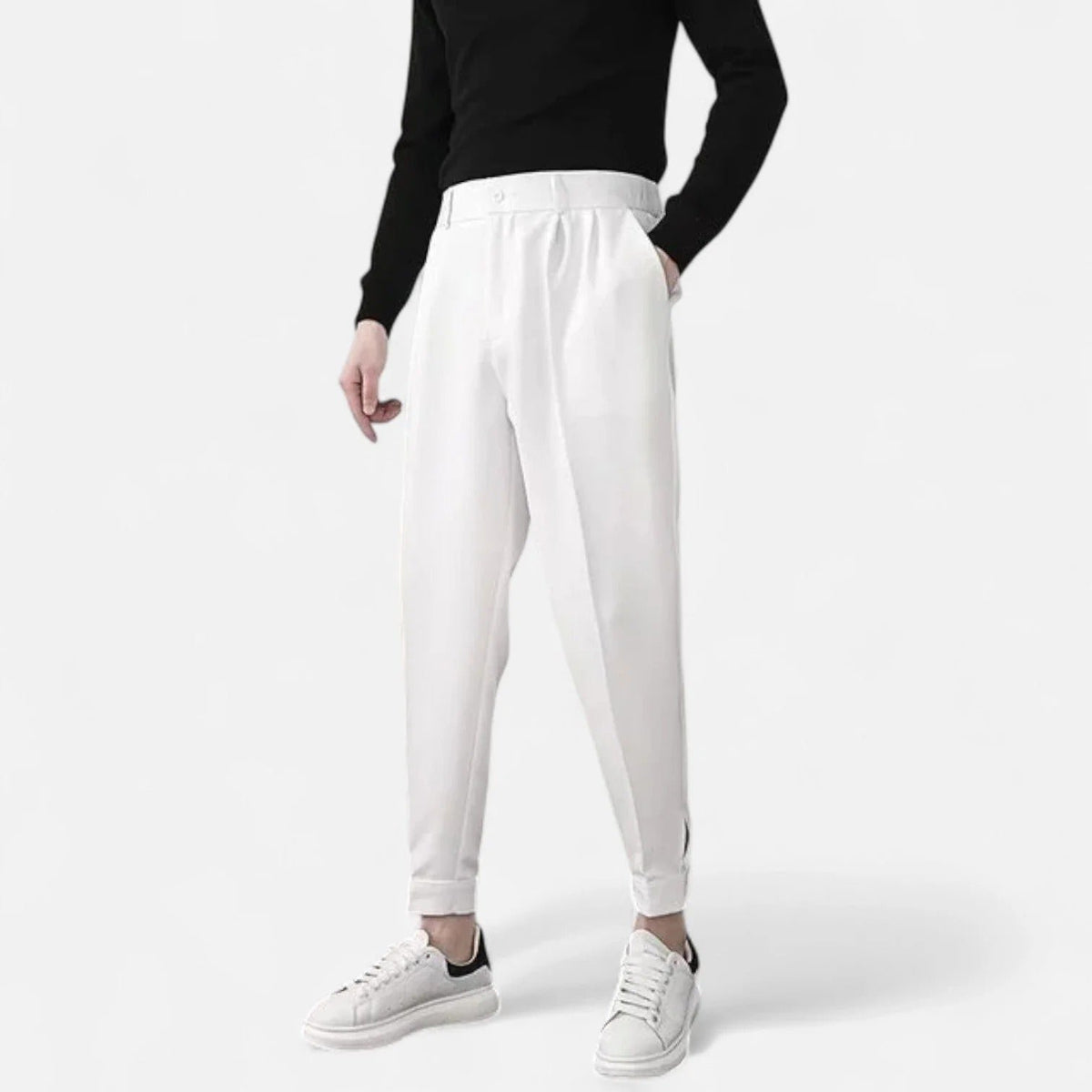 Men's Pleated Cropped Trousers
