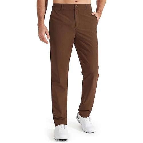Men's Slim Fit Golf Chino Trousers - Light Coffee