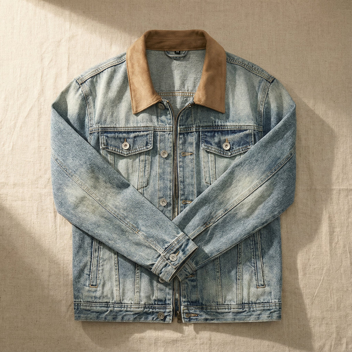Men's Faded Denim Trucker Jacket