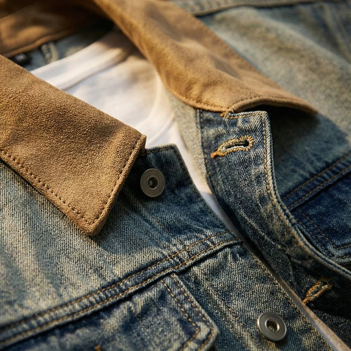 Men's Faded Denim Trucker Jacket