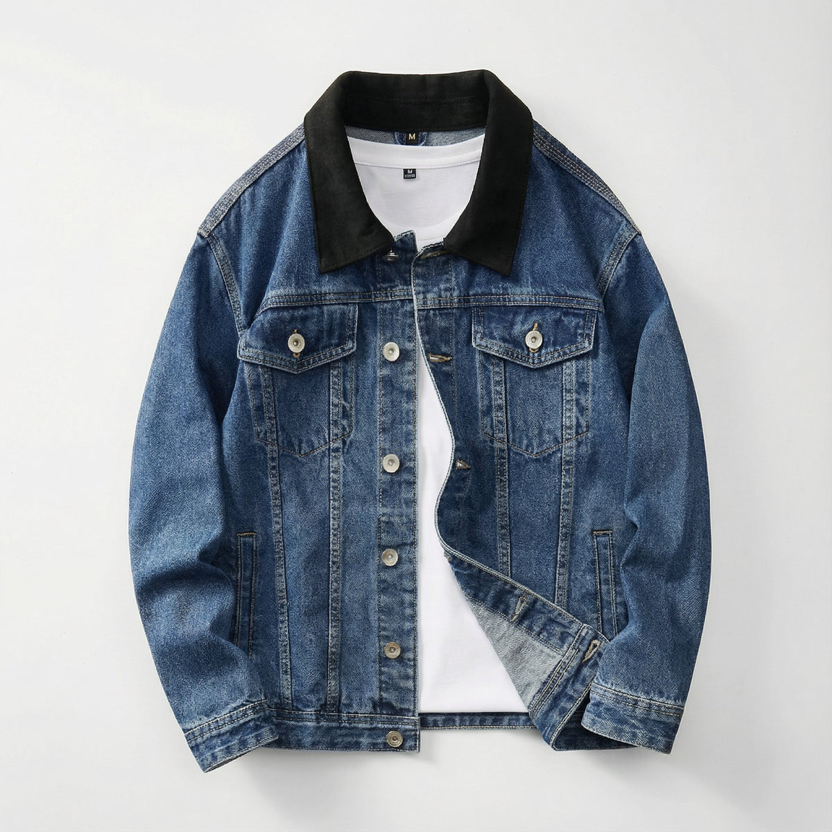 Men's Faded Denim Trucker Jacket - Denim