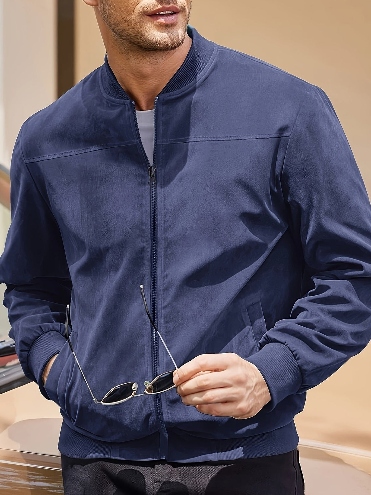 Men's Suede Bomber Jacket