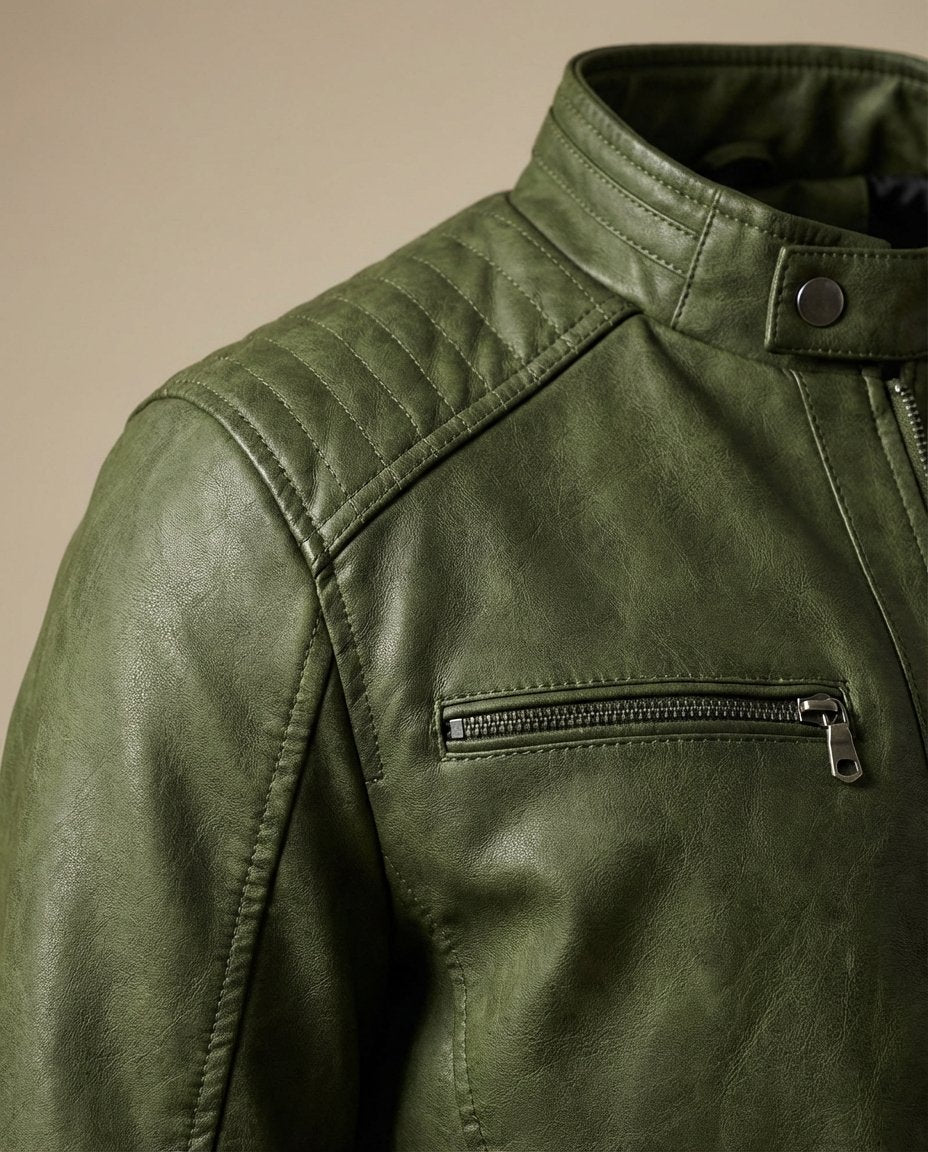 Men's Quilted Faux Leather Moto Jacket