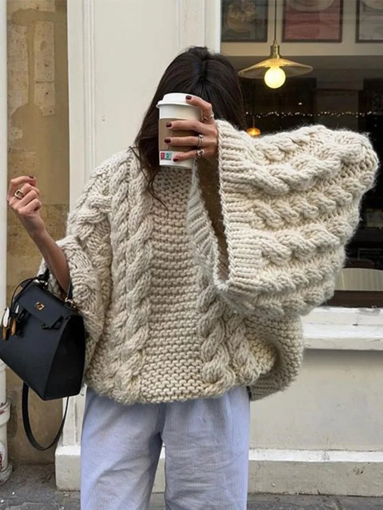 Women's Oversized Mini Wool Jumper Dress - White