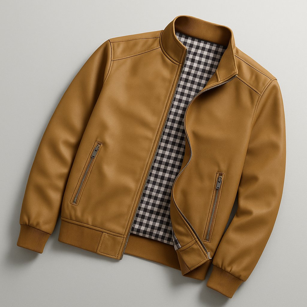 Men's Faux Leather Bomber Jacket
