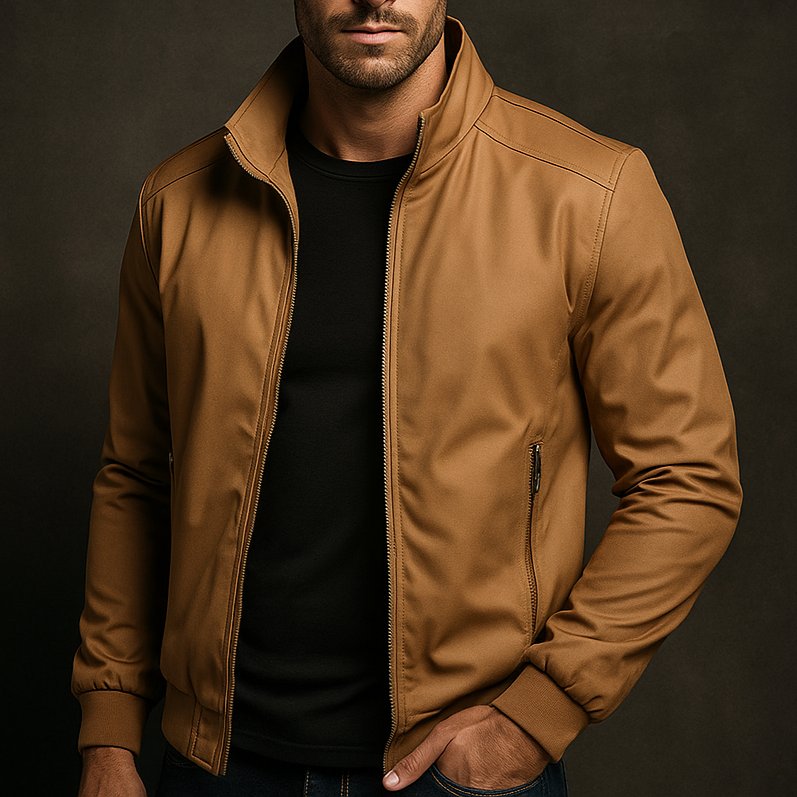 Men's Faux Leather Bomber Jacket