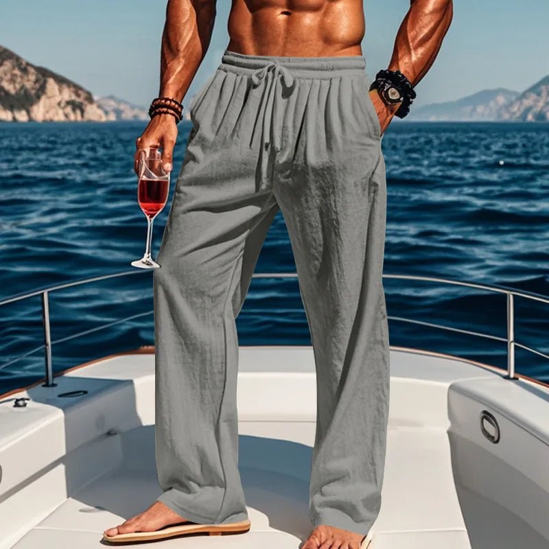 Men's Pleated Straight-Leg Trousers - Dark Grey