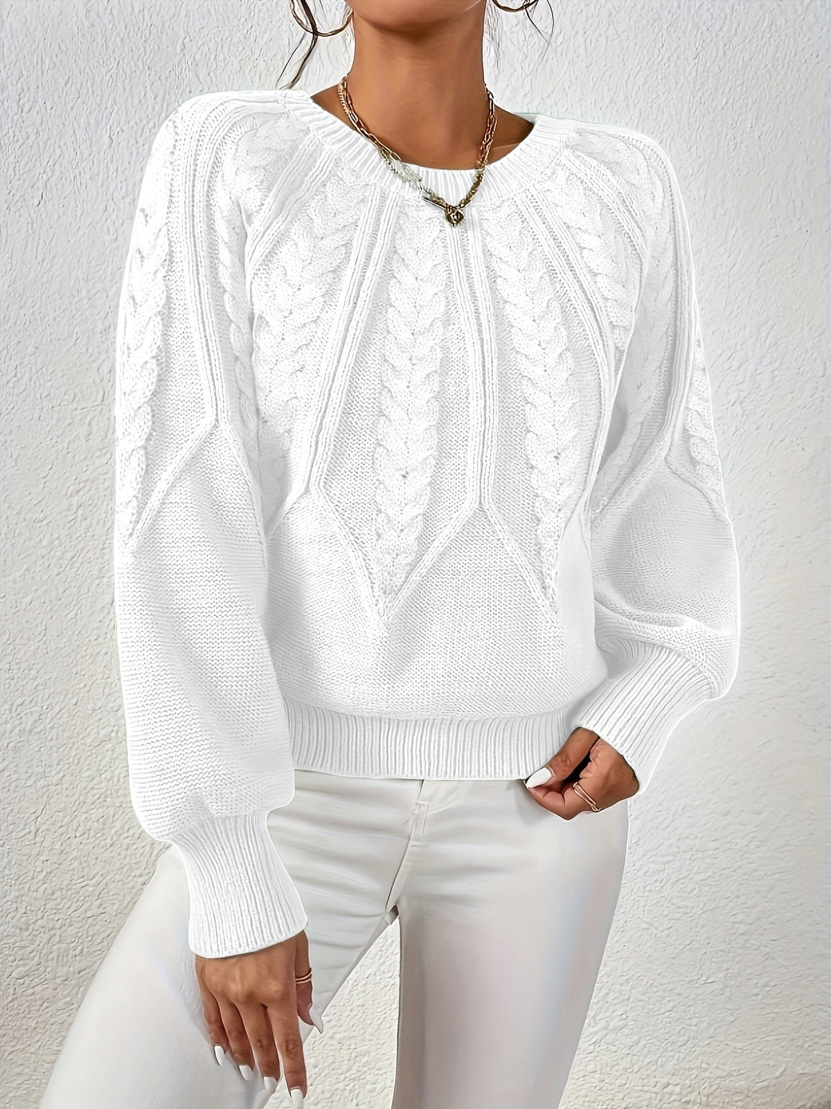 Women's Cropped Cable Knit Jumper