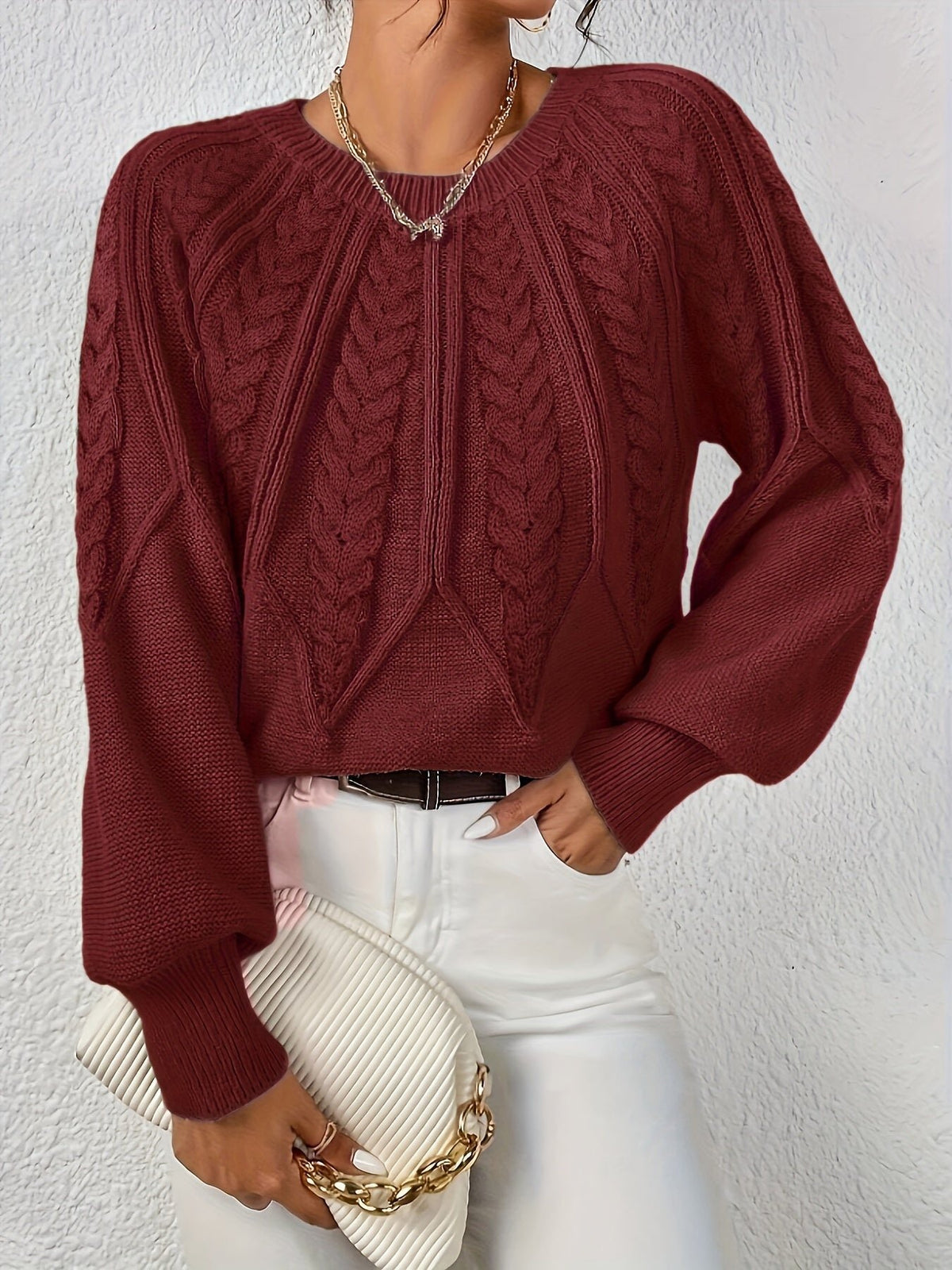 Women's Cropped Cable Knit Jumper
