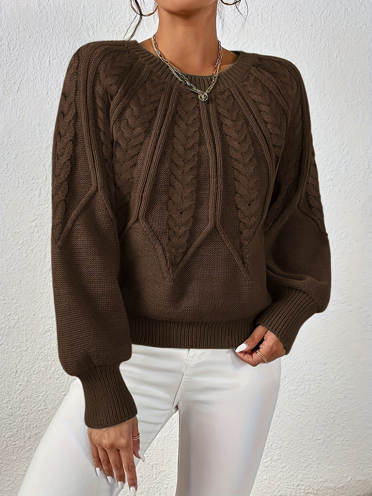 Women's Cropped Cable Knit Jumper