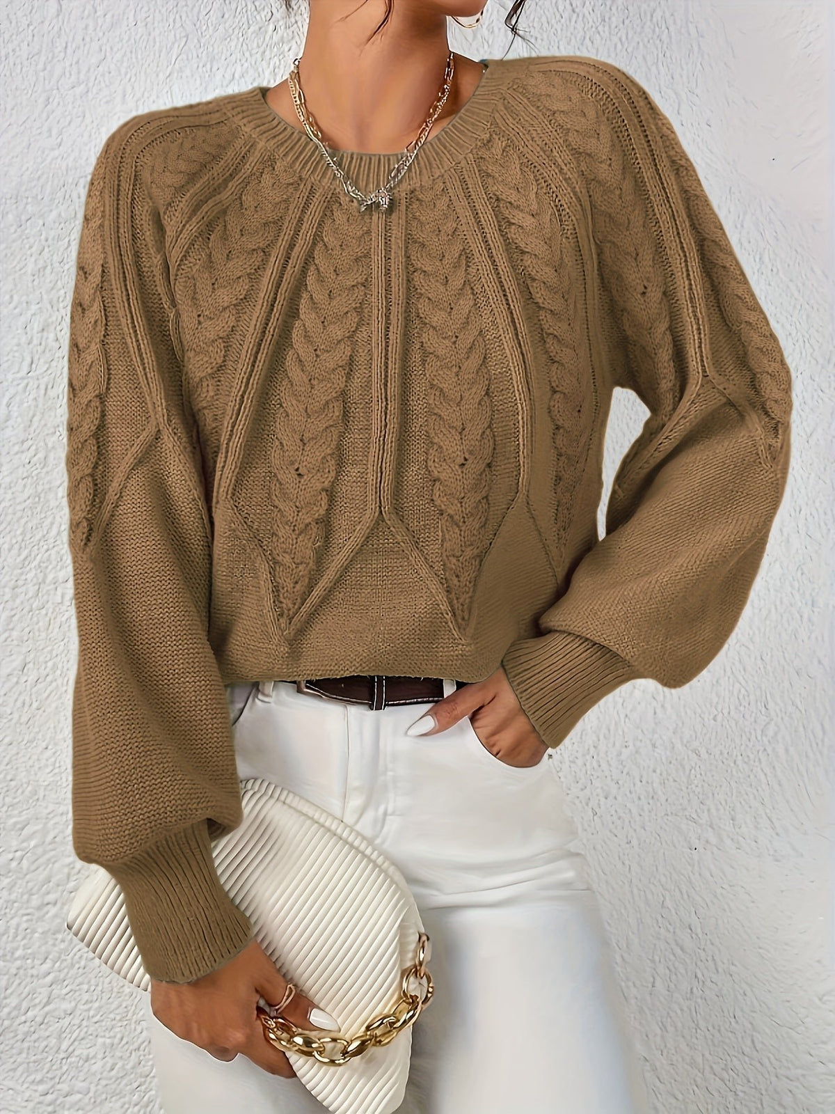 Women's Cropped Cable Knit Jumper
