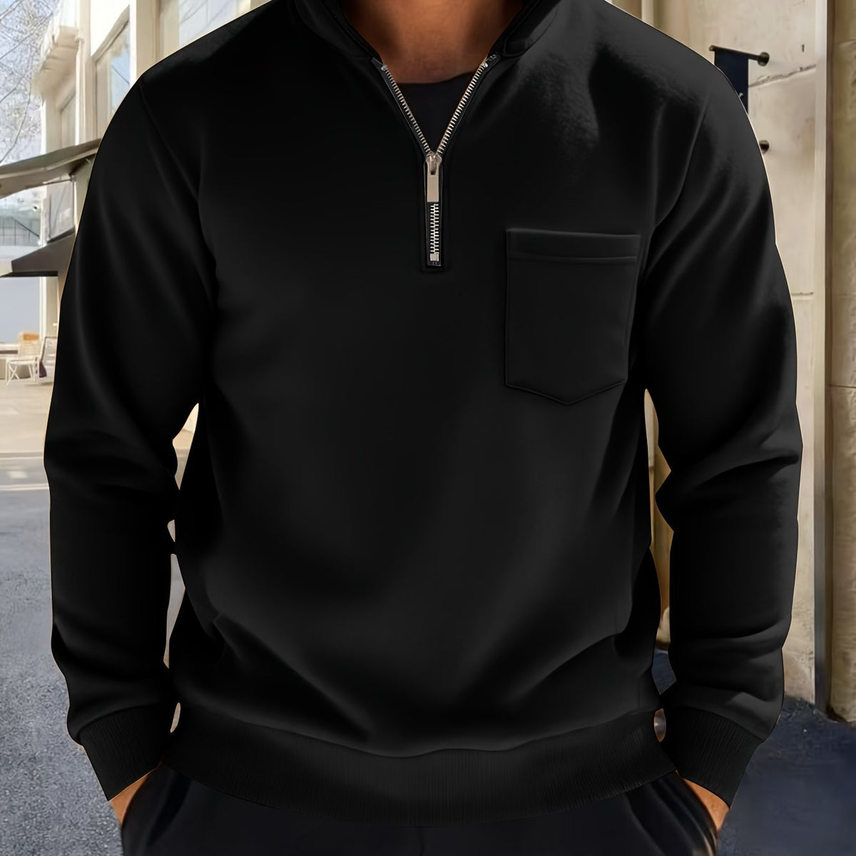 Men's Fleece Quarter-Zip Sweatshirt - Black
