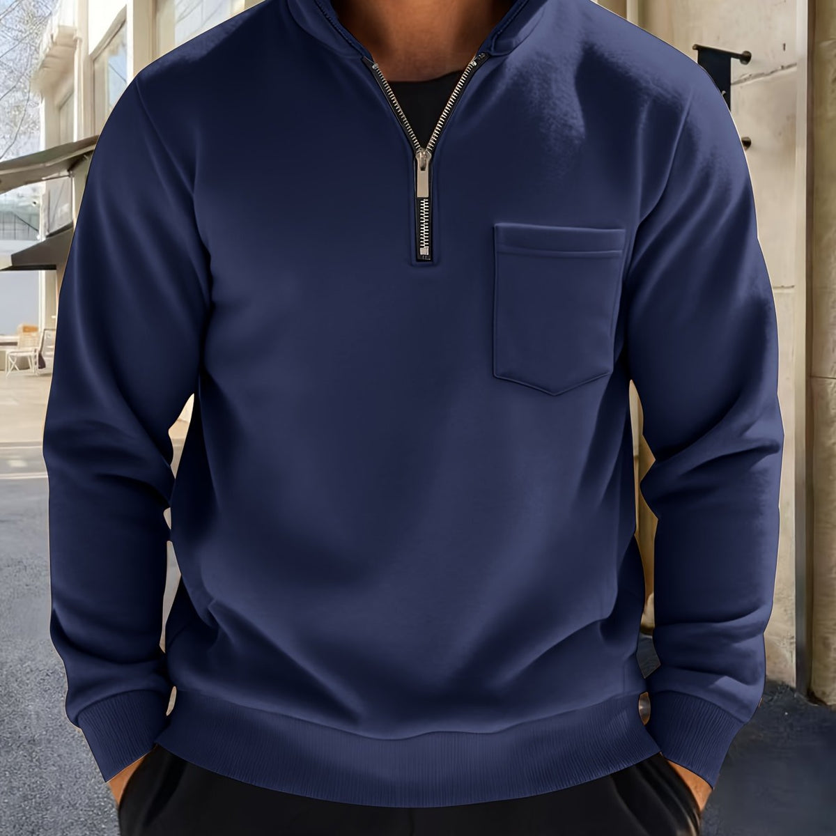 Men's Fleece Quarter-Zip Sweatshirt - Navy