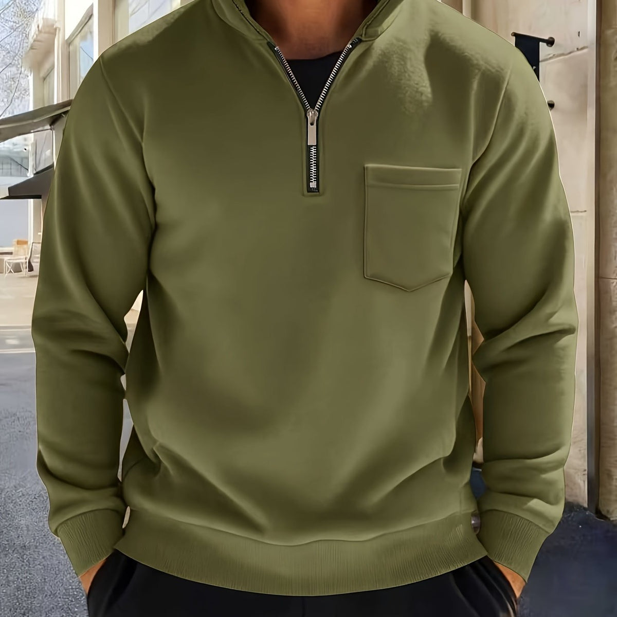 Men's Fleece Quarter-Zip Sweatshirt - Fern Green
