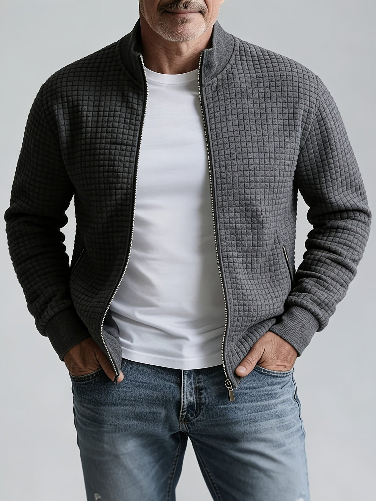 Men's Quilted Zip-Up Bomber Jacket