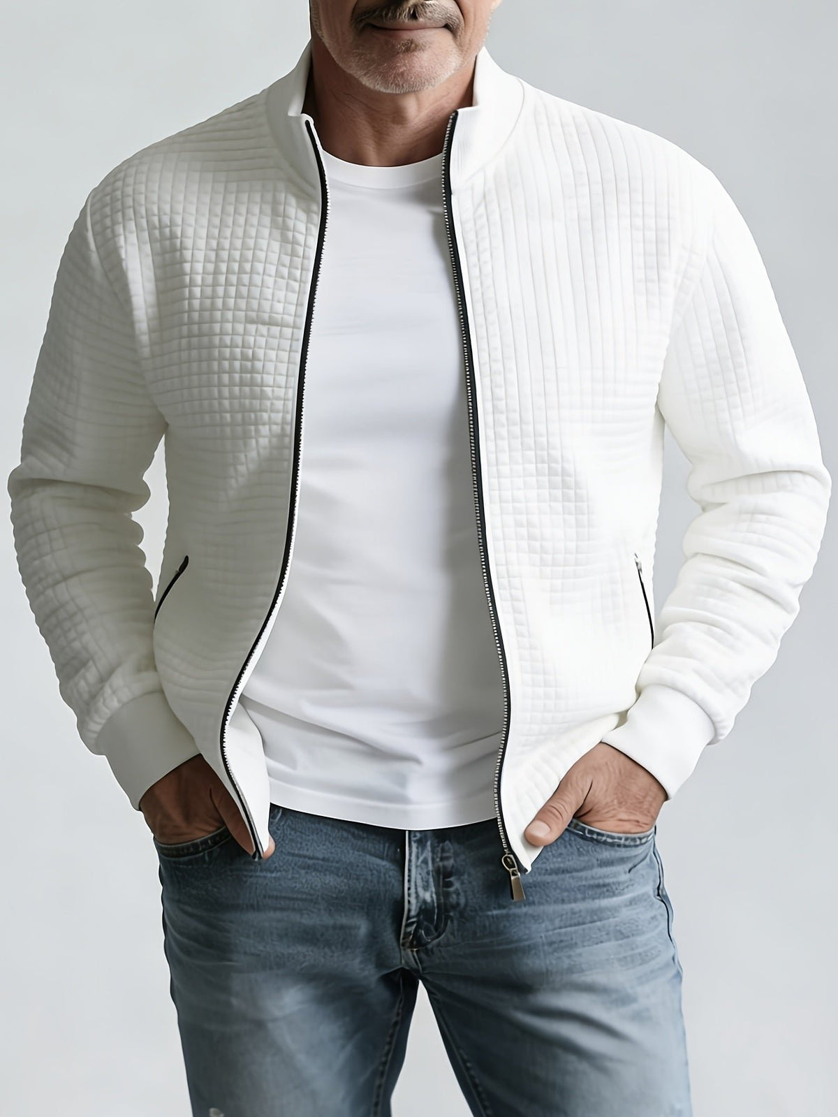 Men's Quilted Zip-Up Bomber Jacket