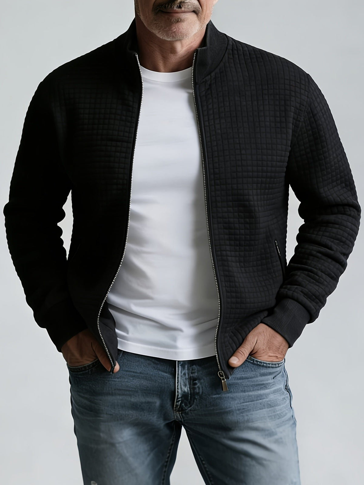 Men's Quilted Zip-Up Bomber Jacket