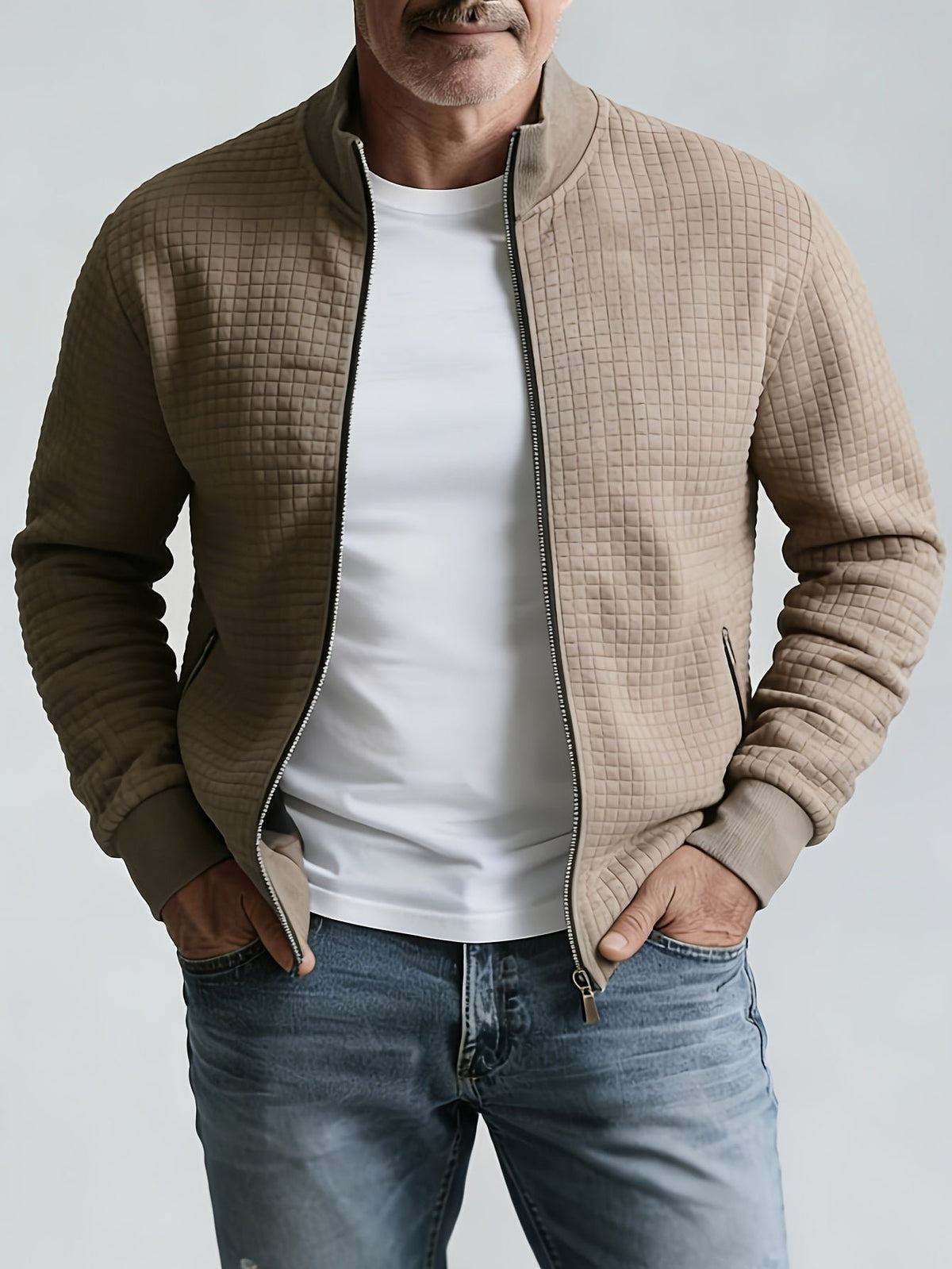 Men's Quilted Zip-Up Bomber Jacket
